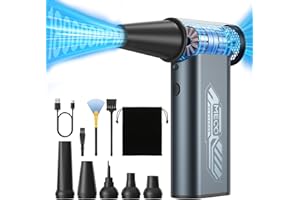 MECO ELEVERDE Souffleur Air Comprimé, 4 Vitesses 180 000 tr/Min, Mini Soufflette Electrique sans fil Puissant pour Nettoyage Ordinateur, 8000mah Air Duster pour Dépoussiérant PC, Voiture, Gris
