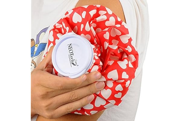 Poche de glace NEOtech Care - Vessie cryothérapie - Premiers soins - Couvercle vissable (Design cœurs, 20cm diamètre)