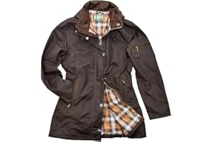 ROMNEYS Giacca cerata da donna New Ashdown, giacca impermeabile su misura robusta e antivento, adatta a ogni occasione, con cappuccio