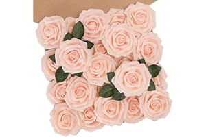 N&T NIETING Fleurs Artificielles Roses,25PCS Mousse Rose avec Feuille et Tige Ajustable,Fausses Fleurs Rose pour DIY Mariage Bouquets Jardin, Anniversaire, Fête, Décoration d'intérieur