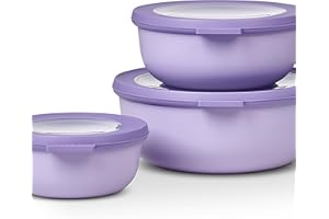 ‎MEPAL Mepal - Cirqula Multischüssel-Set 3–teilig rund Nordic Lilac – 350, 750 und 1250 ml – Verwendbar als Vorratdose, Kühlschrankdose, Gefrierdose, Mikrowellegeschirr & Servierschale mit Deckel
