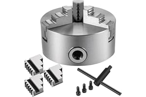 Husuper K11-100 3- Mandril de Torno 100mm, con 2 Juegos de Mandíbulas Mandril, con 3 Mordazas Autocentrante, Mandril del Torno de Centrado Automático para Todo Tipo de Tornos de Uso General