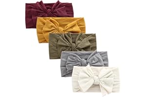 COUXILY bebé-niñas diademas de algodón suave arco anudada Hairband Headwrap Elastic Bow Turbante aros de pelo para niños bebés Set de regalo para niños