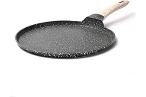 CAROTE Poêle à omelette antiadhésive pour 4 œufs - Pour petit déjeuner, crêpes, plettes, crêpes, crêpes, toutes les plaques de cuisson et induction (28 cm)