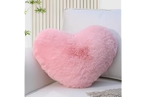 Yhoelata Różowe Serce, Poduszki dekoracyjne, Poduszka w kształcie serca, Pluszowe poduszki na sofę, Poduszki do łóżka, Wystrój sypialni dziecięcej, 26 x 36 cm