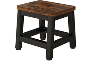 IBUYKE Small Step Stool for Adults Kids, Wooden Bedside Step Stool for High Beds, Non-Slip Mini Stepping Foot Stool with 330 Lbs Capacity for Bedroom Livingroom Bathroom Kitchen, Rustic Brown TBD003H