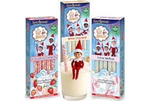 ABL SUPPLIES Elf on the Shelf Quick Milk Magic Sipper Straws | Pack of 3 (39 Milk Straws) | Flavoured Milkshake Straw Frosted Strawberry, Snow Mellow & White Chocolate | Fun Christmas Drink Accessory for Kids