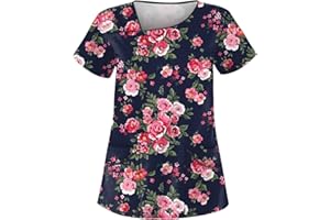 SAYMANY Damen Pfleger Schlupfkasack Kurzarm Kasack Rundhals T-Shirt Tuniki Bluse Krankenpfleger Kosmetikerin Uniform Hospital Pflegeheim Schlupfhemd Berufskleidung Schlupfhemd Damen Medizin Uniform