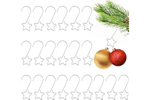 KIESWAN 60 Stück Kugelaufhänger für Christbaumkugeln, Aufhänger für Weihnachtskugeln Klein Christbaumhaken Silber, Metall Stern S Haken für Deko-Anhänger und Weihnachtsbaumschmuck