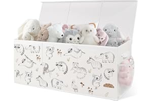 omedecal Cesta Porta Giochi Bambini Contenitori, Pieghevole, 124 L, Grande Oxford Contenitore Cesto Scatola Porta Giochi Baule Portagiochi Bambini Bambino, 96x32x40cm - Animali Disegnati a Tratto