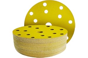 GZKTY Dischi Abrasivi 150mm, Set da 50 Pezzi, Grana 220, 15 Fori, per Levigatrice Orbitale, Carta abrasiva per levigatrice, Carta Vetrata per Legno