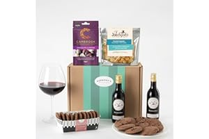 BURMONT'S SPECIALITY GIFTS Burmont's Red Wine & Chocolate Gift Hamper - Two Small Red Wines, Joe & Seph's Popcorn, Cambrook Chocolate Almonds & Premium Chocolate Chip Biscuits - Hamper Exclusive To Burmont's
