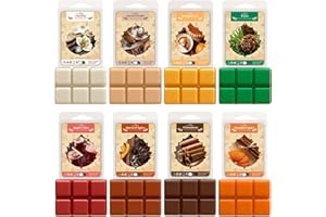 SNOWSEN Autumn Wax Melts Wax Cubes, Strong Fragrance Soy Wax Cubes for Wax Warmer, Scented Wax Melts Gift Set, Cinnamon, Pumpkin Spice, Snickerdoodle, Vanilla and More, Wax Melts Tarts - 8 Pack