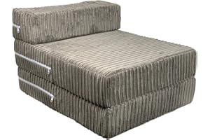 ISTYLE MODE Charcoal Jumbo Cord Single Chair Bed Sofa Z Bed Seat Foam Fold Out Guest Futon Kids | Mattress for a Cool Sleep | Medium Firm Feel with Motion Isolating Bliss | Full Comfort & Supportive