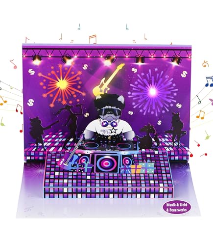 WBdesignz Techno Geburtstagskarte „Don’t Worry Be Techno“ – 125x125 Mm, Retro-Design, Mit Umschlag