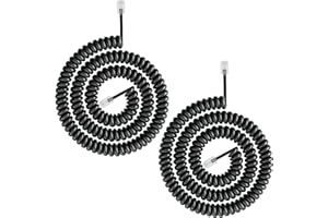 Uvital Telephone Phone Handset Cable Cord, Coiled Length 1.2 to 10 Feet Uncoiled Landline Phone Handset Cable Cord RJ9/RJ10/RJ22 4P4C(Black,2 PCS)