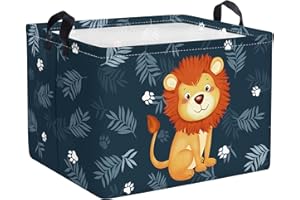 Clastyle Paniers Rangement Mignon Sourire Lion pour Enfants Rectangulaire Boîtes de Rangement Jouets Vêtements pour Chambre d'enfant, 40x30x30 cm