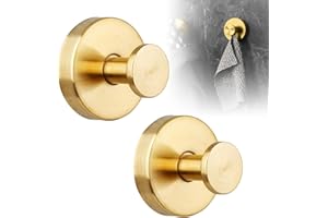 CIMOWN 2 Pezzi Ganci a Ventosa Super Resistenti, Ganci Ventosa Bagno, Supportano Fino a 5 kg, Impermeabile, Resistenti all'Umidità e alla Ruggine (Oro)