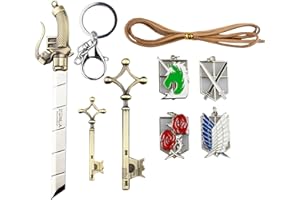 LAIE NuoYa 005 Attack on Titan Parure 9 pièces Ecusson/porte-clés/collier clé/épée