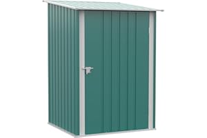 Outsunny Cobertizo de Jardín de Exterior 0,92 m² 100x103x160 cm Caseta de Jardín Metálica con 1 Puerta y Cerradura para Almacenamiento de Herramientas en Patio Terraza Verde