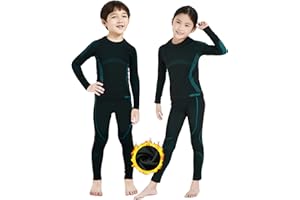 NOOYME Bielizna termiczna dla dzieci, zestaw bielizny narciarskiej dla dzieci, bielizna termiczna, bardzo ciepła bielizna funkcyjna, bielizna termiczna dla dzieci, unisex, bielizna sportowa, piłka