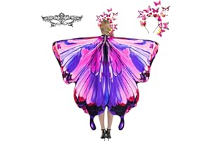 plainshe Alas de Mariposa, alas de Hadas para Adultos, Disfraz de Mariposa púrpura, Disfraces de Halloween para Mujeres, Juego de 3 Capas de Mariposa, Cielo Estrellado Púrpura 2