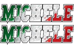 GAMESMONKEY Adesivi Nome 2 Pezzi - 10 15 20 25 30 cm Kit Personalizzato - Vari Modelli disponibili (20x5 cm, Michele, Bandiera Italiana)