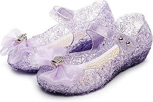 Emin Fille Chaussures de Princesse Reine des Neiges Elsa Talons Hauts Enfants Chaussures Cristal Ballerines Chaussures Sandales Déguisement Fête Halloween Noël Anniversaire Carnaval Accessoires