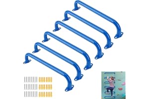 BiJun 17 inch Metal Playground Handles,Heavy-Duty Ceiling Grab Bars for Indoor playgrounds, Climbing Frames, Monkey Racks, and Wall ladders;Matte Texture Safety Grip (Blue-6pcs)
