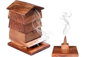 Fumino® Portaincenso Alveare in Legno Fatto a Mano Bruciatore Incenso a Cono con Set da 20 Coni di Incenso per la Casa