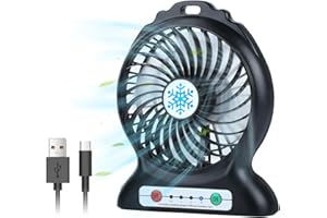 HZD Ventilateur USB, Mini Ventilateur Portable, Petit Ventilateur, 3 Vitesses Réglables, Mini Ventilateur USB Rechargeable, Ventilateur Silencieux pour la pour la Maison, Bureau, Voyage