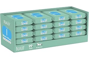 Naïf Plastfria våtservetter 864 stycken (16 x 54 våtservetter) – för Babypo, kropp och ansikte – 99% av vatten, tillsätt 0% perfum och alkohol – hållbara eukalyptusfibrer