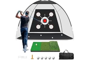 ‎HOLDONELIGHT 10x7FT Golf-Übungsnetz mit Matte - Komplettes Schlag- und Chipping-Trainings-Set für den Innen- und Außenbereich, einschließlich Zielmatte und Bälle für Männer, Väter und Golfliebhaber