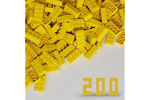 TTEHGB TOY Classic Mass Brick 2 x 4, Pack of 200 Building Blocks, Yellow, Compatible with All Major Brands, MOC Enthusiasts, Colours: Yellow