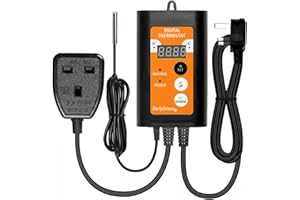 EarlyGrow Digital Temperature Controller with LED Display - Precise Heat Control for Seed Propagation, Greenhouse, Vivarium & More - Plug & Play Thermostat with 1000W Capacity for Mats & Heaters