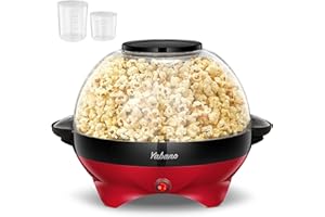 Yabano Popcorn Maker Machine, 5L Popcorn Popper, Nonstick Plate, Electric Stirring with Quick-Heat Technology, Cool Touch Handles, Healthy Less Fat, 800W, RED
