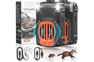 HOPPE'S Marderschreck Auto, Ultraschall-Mausabwehr, 12V Auto-Batterie wiederaufladbare marderabwehr, Mäuseabschreckung mit LED-Leuchten und Ultraschall——2 Stück