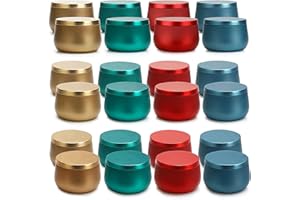 TWINKLE STAR 24 Tarros Metálicos Vacíos para Hacer Velas, Mini Tarros de 8 Oz, Accesorios Para Kits de Velas DIY, Tarros para Almacenar té Seco, Dulces, Especias, Regalos (Cuatro Colores)