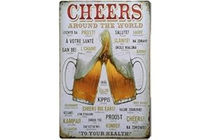 Hioni Cheers Around The World Vintage Plaque en tôle Panneau mural décoration murale métal Plaque