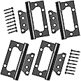 Qrity 4 Pieces Door Hinges, 4 Inch Home 100mm Door Hinges Stainless Steel Ball Bearing Mute Hinges for Internal External Doors, Black