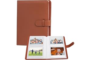 VOVMOEYA Lot de 80 pochettes pour appareil photo 8,9 x 10,5 cm, pour appareils photo Polaroid, pour Fujifilm Instax Wide 400/300/210, album photo, 20 pages, 80 images, marron