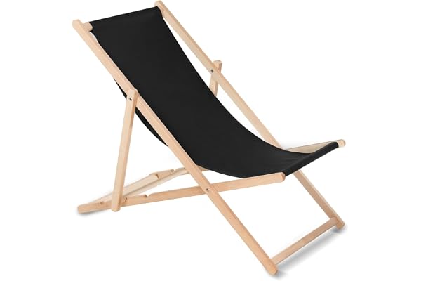 Green Blue Fauteuil de Plage Pliant en hetre Classique Lit de Plage (Noir)