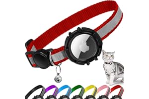 JIARUI Airtag Katzenhalsband Breakaway, Reflektierendes Kätzchenhalsband mit Apple Air Tag Halter und Glocke, Leichte Tracker-Katzenhalsbänder für Mädchen, Jungen, Katzen, Kätzchen, Welpen (Rot, XS)
