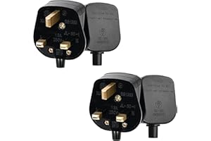 Double Dragon 13 Amp UK 3-Pin Plug | Heavy-Duty Rewireable Electrical Plug | Durable & Safe PC Flame Retardant Material | BS1363 & BSI Certified | Cord Grip for Secure Wiring (Pack of 2, Black)