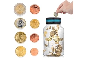 AOZBZ Digitale Salvadanaio Euro Counter, Automatico Coin Counting Soldi Scatola per i Bambini e Adulti, Sicuro Moneta Risparmio Contanti con Display LCD e Grande capacità(1,5L)