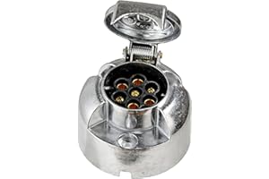 CXTM Presa per rimorchio in metallo, 7 poli, con accessori di montaggio, 12 V, impermeabile, 7 poli e presa in alluminio, conforme alla norma ISO 1724, per rimorchi, roulotte, camper, adattatore AHK