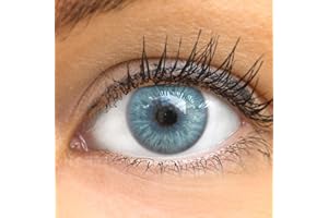 GLAMLENS Lenti a contatto colorate blu Catania Ice Blue - con porta lenti a contatto - blu naturali in silicone idrogel - 2 pezzi - DIA 14,20 - senza correzione 0.00 diottrie lente a contatto