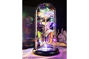 DEEMEI Birthday Gifts for Her, Artificial Colorful Beast Rose Flowers for Mum Women,Eternal Flower in Glass Dome for Mothers Day Valentines Christmas