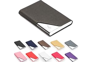 Waylipun porta biglietti da visita, Porta biglietti da visita Professionale in pelle PU, Porta Biglietti da Credito in Acciaio Inox con fibbia magnetica per Uomini e Donne (Caffè)