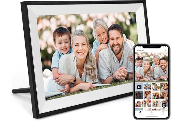 Cadre Photo numérique 10,1 Pouces WiFi IPS HD écran Tactile Smart Cloud Cadre Photo, Auto-Rotation, Configuration Facile pour Partager des Photos ou des vidéos à Distance par l'intermédiaire de AiMOR